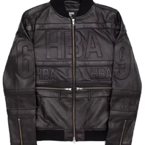 HBA Hockey Black Bomber Leather Jacket