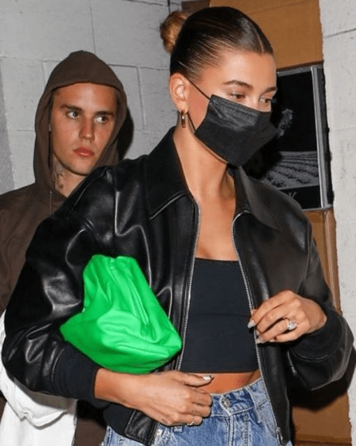 Hailey Rhode Bieber Cropped Black Leather Jacket
