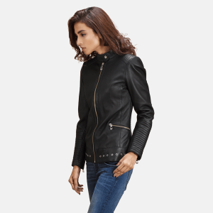 Haley Ray Black Motorcycle Leather Jacket