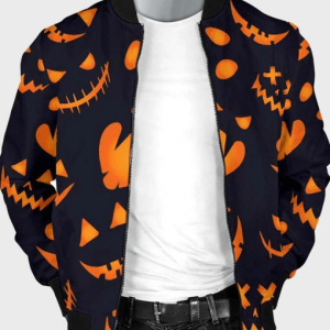 Halloween Pumpkins Bomber Cotton Jacket