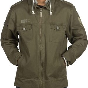 Halo Mens Unsc Army Green Hooded Jacket