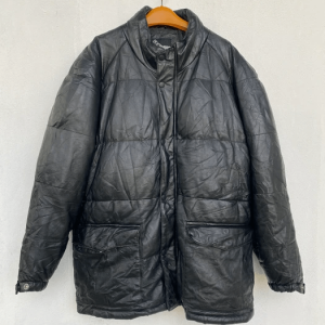 Hill Crop Black Puffer Leather Jacket