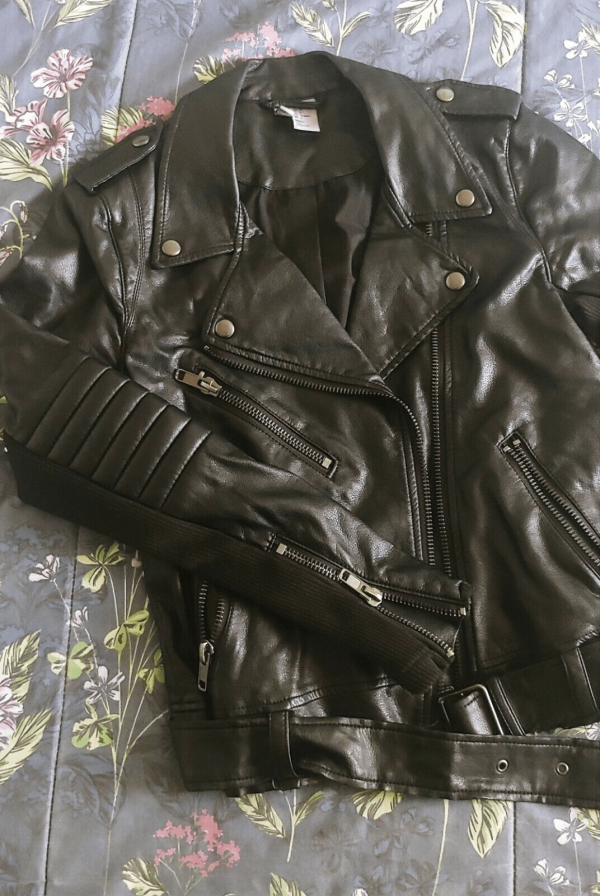 H&m Divided Black Motorcycle Leather Jacket