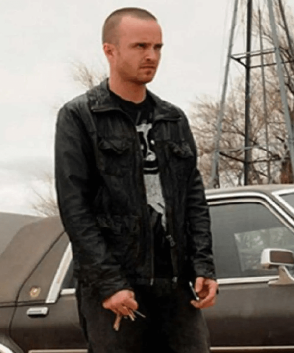 Jesse Pinkman Breaking Bad Black Aaron Paul Leather Jacket