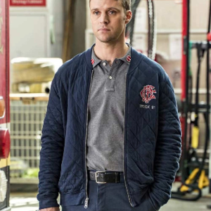 Jesse Spencer TV Series Chicago Fire Blue Quilted Bomber Jacket