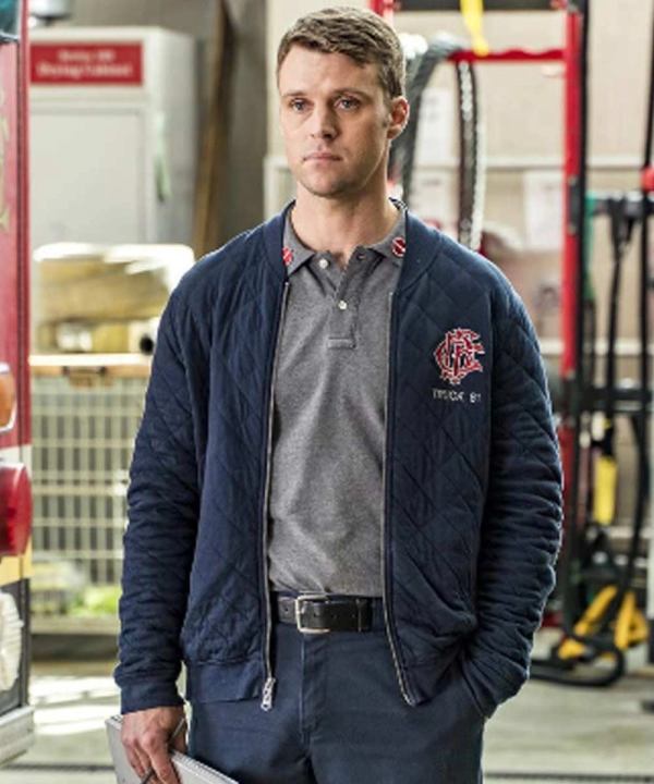 Jesse Spencer TV Series Chicago Fire Blue Quilted Bomber Jacket