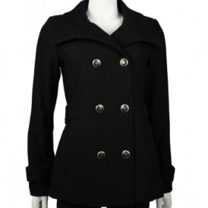 Jessica Simpson Double Breasted Flare Black Coat