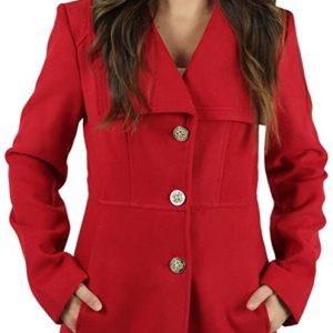 Jessica Simpson Wing Collar Red Wool Pea Coat