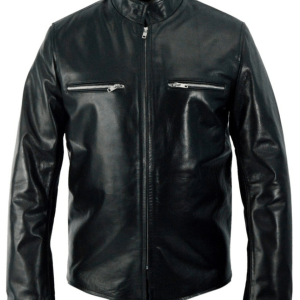 Johnny Depp Striking Black Leather Jacket