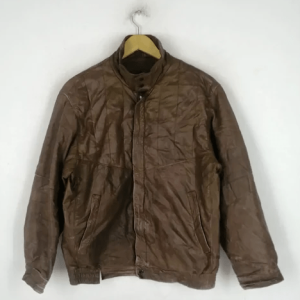 Jubian Vintage Brown Leather Jacket