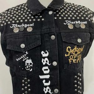 Legends Never Die Juice Wrld Black Studded Punk Denim Vest