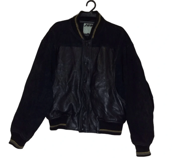 Jun Leather Varsity Bomber Jacket