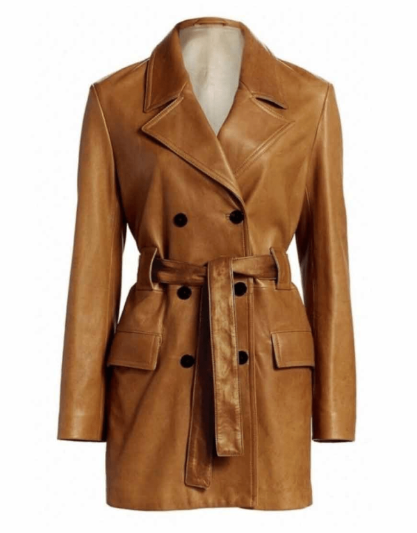 Kaley Cuoco The Flight Attendant Leather Coat