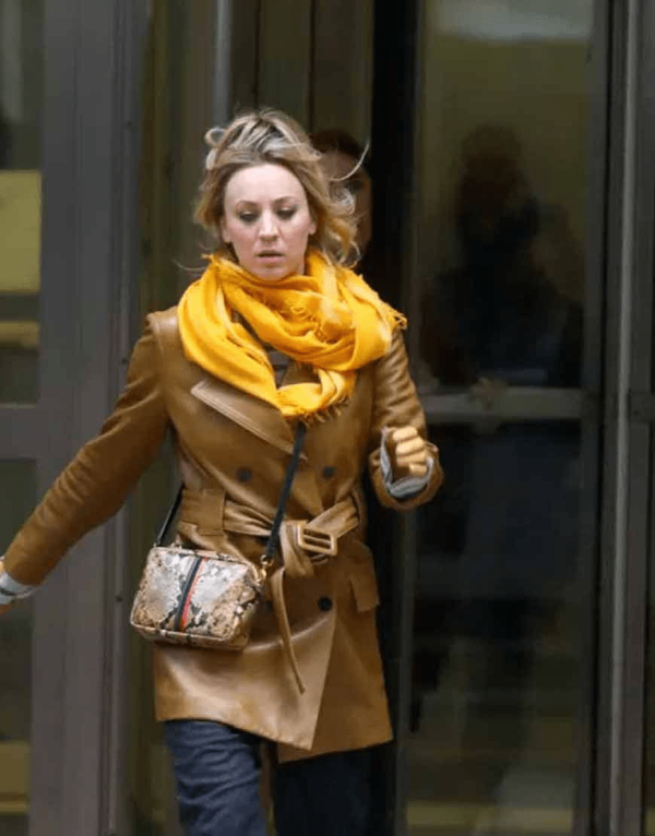 Kaley Cuoco The Flight Attendant Leather Coat - Image 3