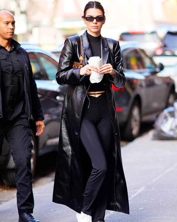 Kendall Jenner Leather Trench Coat