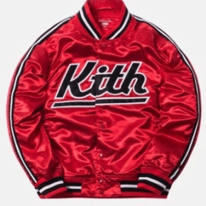 Kith X Mitchell & Ness Red Warm-up Satin Jacket