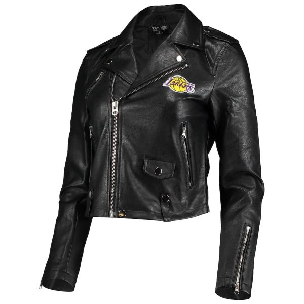 Los Angeles Lakers The Wild Collective Black Moto Leather Jacket