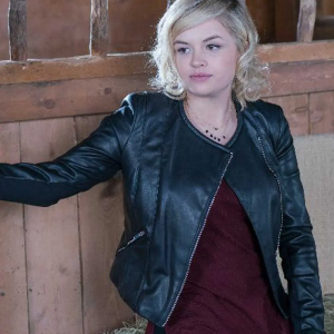 Mallory Wells Tv Series Heartland Jessica Amlee Black Leather Jacket