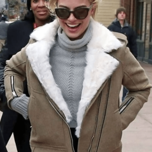 Margot Robbie Aviator Leather Jacket