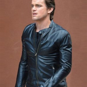 Matt Bomer White Collar Black Leather Jacket