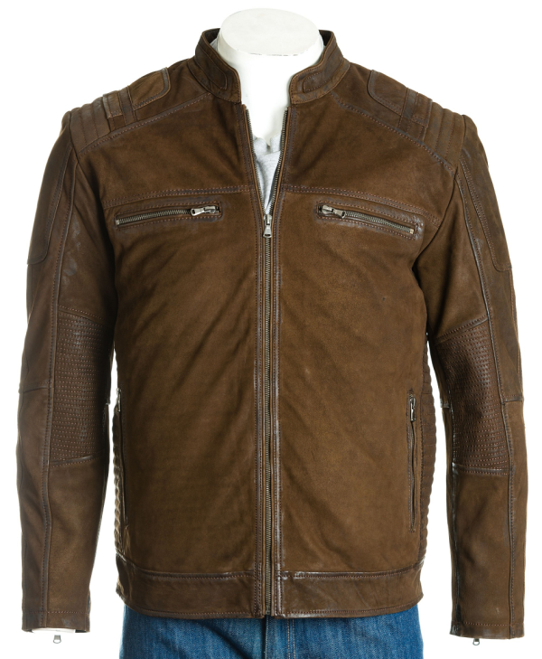 Matte Finish Brown Biker Leather Jacket