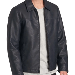 Men's Barry Bikers Open-bottom Leather Jacket