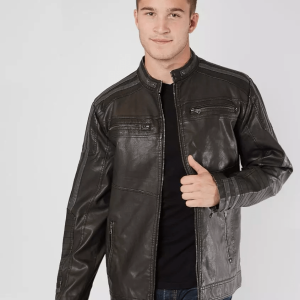 Bke Pieced Black Faux Leather Jacket