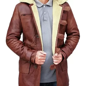 Men’s Brown Shearling Bane Leather Coat