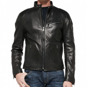 Men's Cafe Racer Black Label Leather Jacket