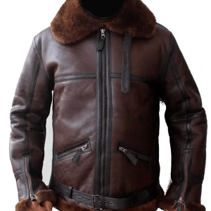 Men’s Coffmen Brown Shearling Bomber Leather Jacket