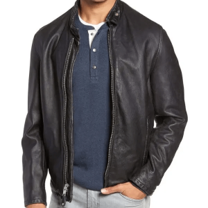Men's Cowhide Black Motorcycle Vintage Leather Jacket