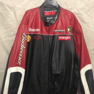 Men's Dale Earnhardt Budweiser Nextel Chase Authentics Black Leather Jacket