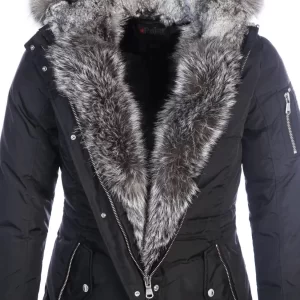 Mens Pajar Mick Fur Trimmed Black Leather Coat