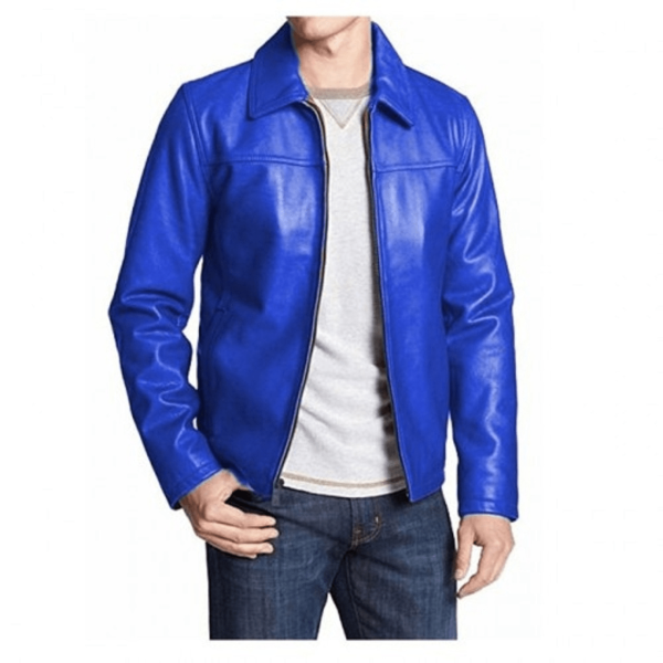 Men's Royal Blue Leather Jacket
