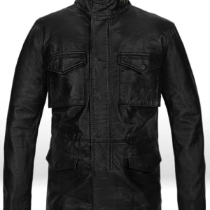 Military M 65 Black Leather Jacket