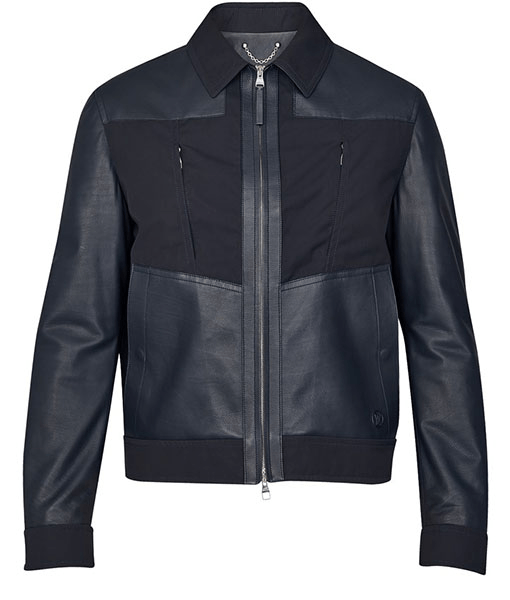 Mixed Bomber Black Leather Jacket