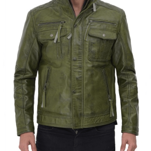 Moffit Dark Green Leather Jacket
