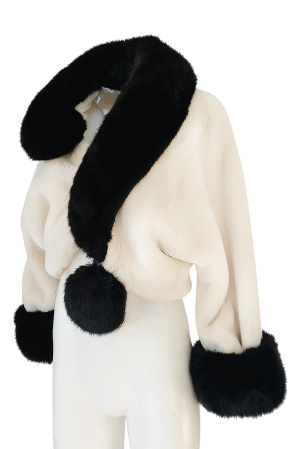 Moschino Question Mark Faux Fur Jacket