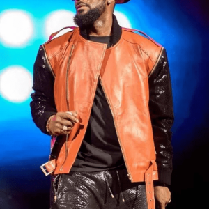 NYC Concert R. Kelly Orange Leather Jacket