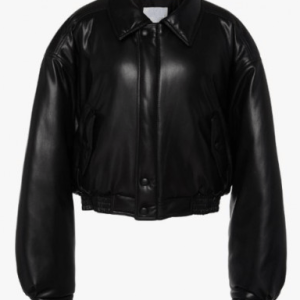 Nanushka Bomi Cropped Bomber Leather Jacket