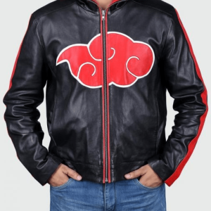 Naruto Akatsuki Hooded Leather Jacket