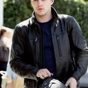 Nicholas Hoult Black Biker Leather Jacket