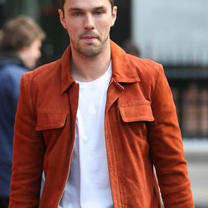 Nicholas Hoult Radio Studios Orange Leather Jacket