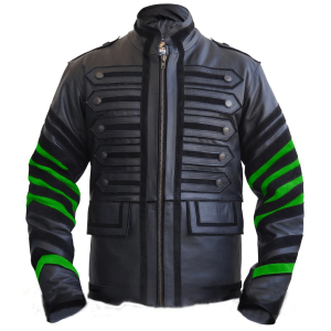 Nwt Stylish Miltary Striped Leather Jacket