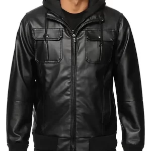 Obey Propaganda Hooded Leather Jacket