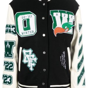 Off-white Embroidered Patches Varsity Jacket