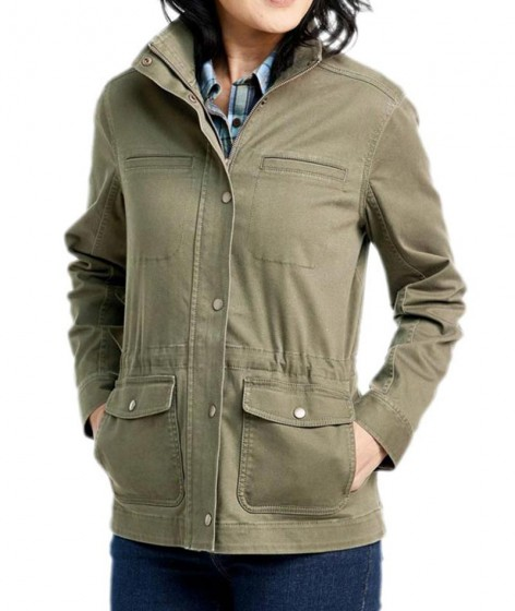 Olive Green Casual Utility Cotton Jacket