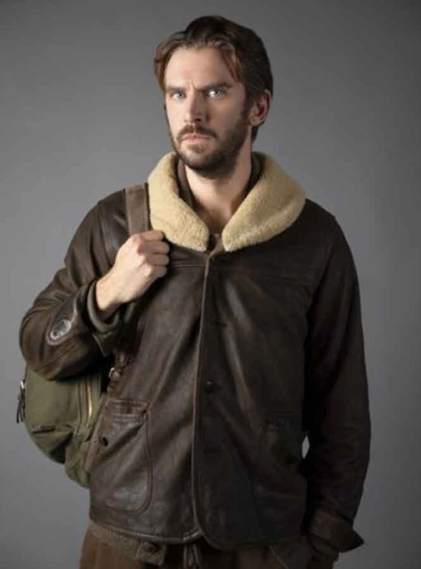 Otto Solos 2021 Dan Stevens Leather Jacket With Shearling Collar