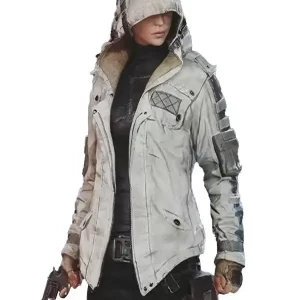 PUBG Women’s White Hooded Leather Jackets