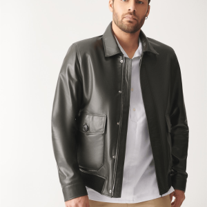Parker Green College Motorcycle Leather Jacket